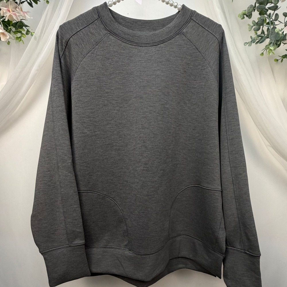 Zenana Women Charcoal Gray Heather Raglan Crewneck Sweatshirt ROT-4057Y Small
